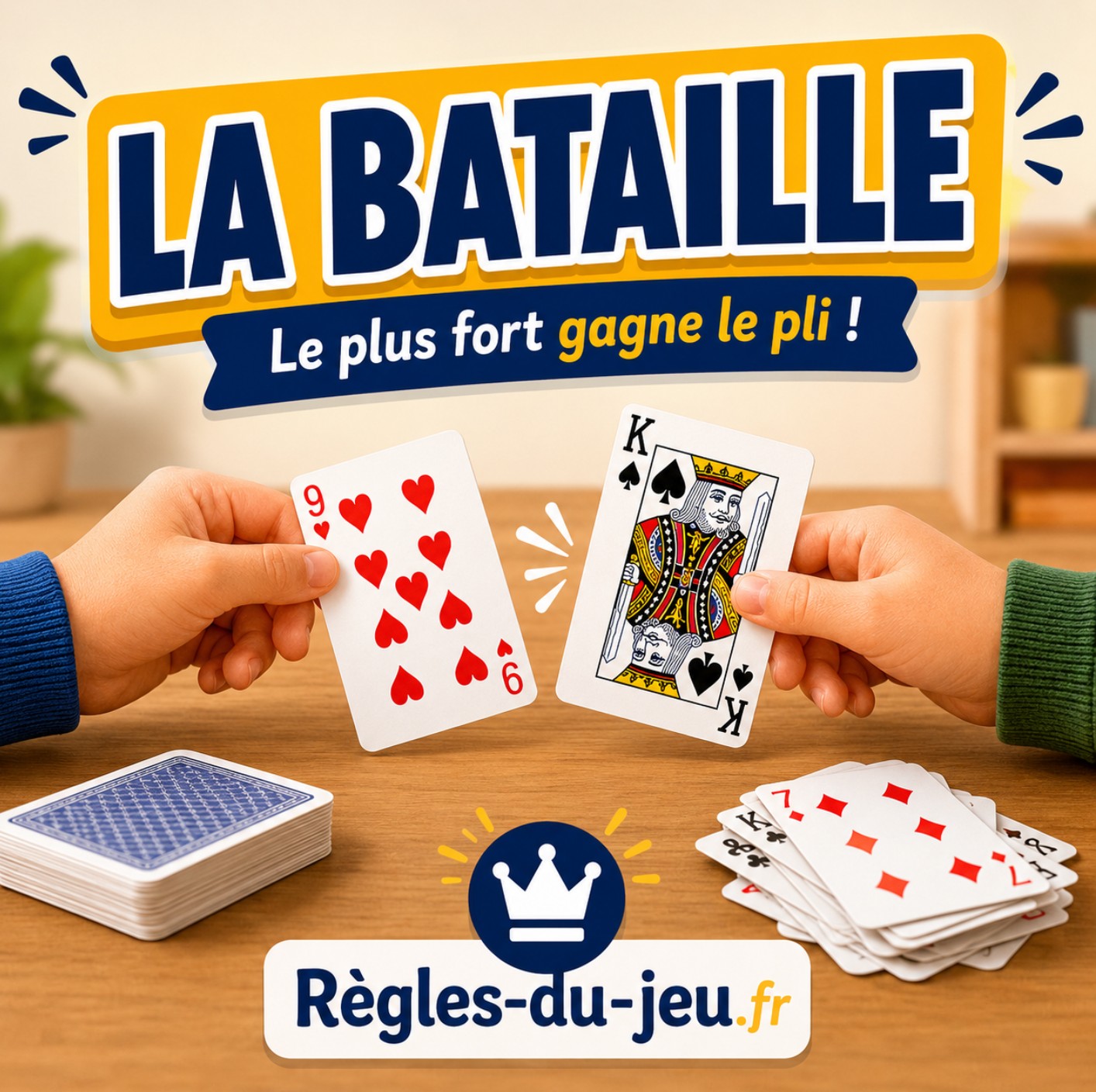 Cartes à jouer pour une partie de Bataille